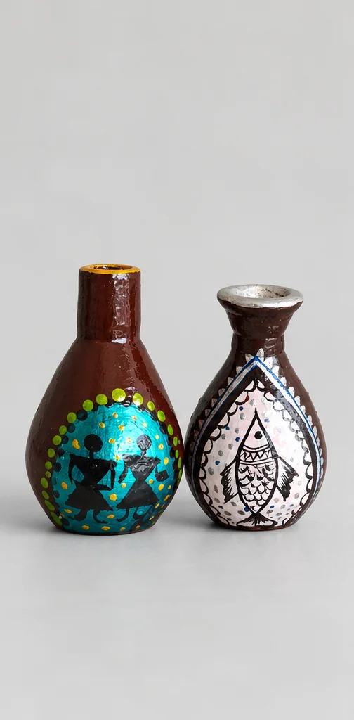 Teal & Ivory Mini Vases — studio product photograph